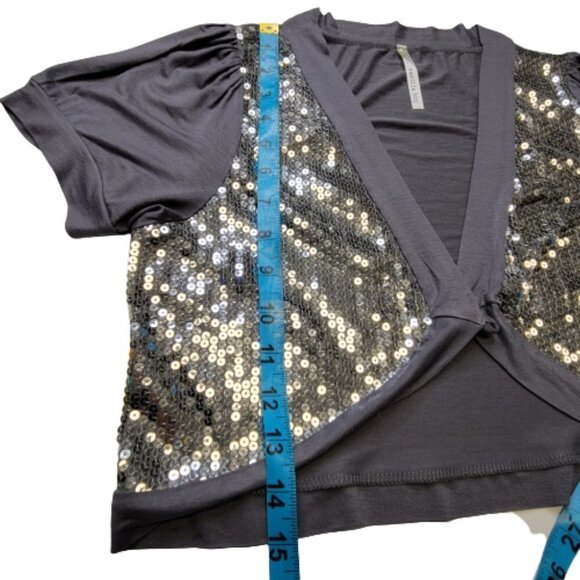 Grey Sequin Bolero Size L - Picture 4 of 8